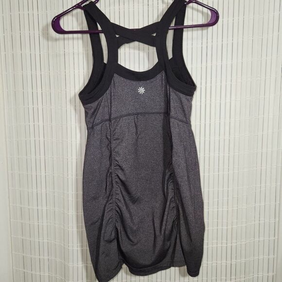 Athleta Tank Top Women Size Small Gray Criss Cross Stretch Built In Bra - Picture 2 of 9